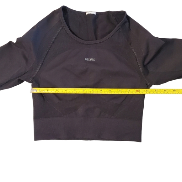 Gymshark Women's Black Flex Sports Long Sleeve Crop Seamless Top Size Small - Picture 3 of 5